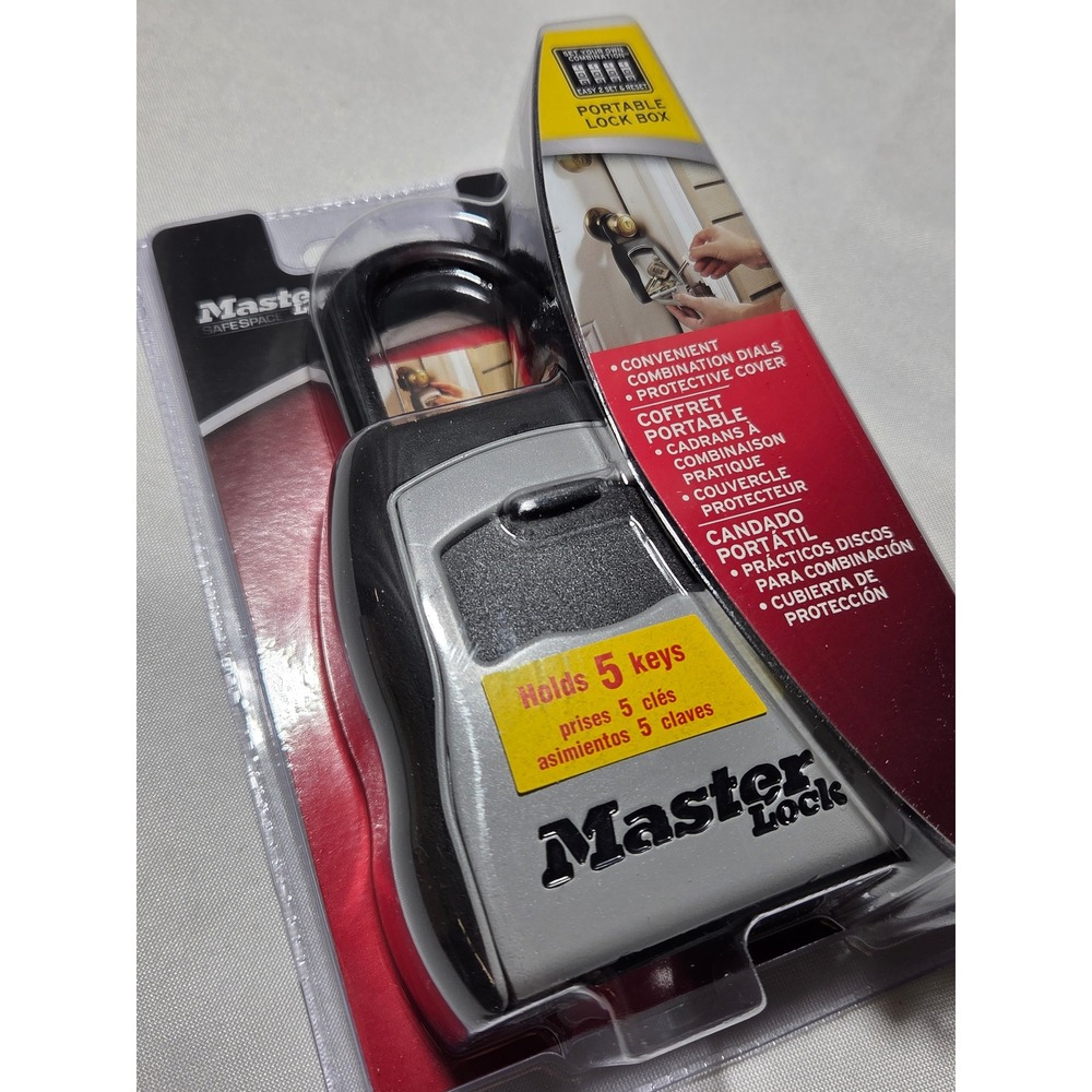 Master Lock 5400D Portable Key Lock Box 4-Digit Combination Holds 5 Keys Black